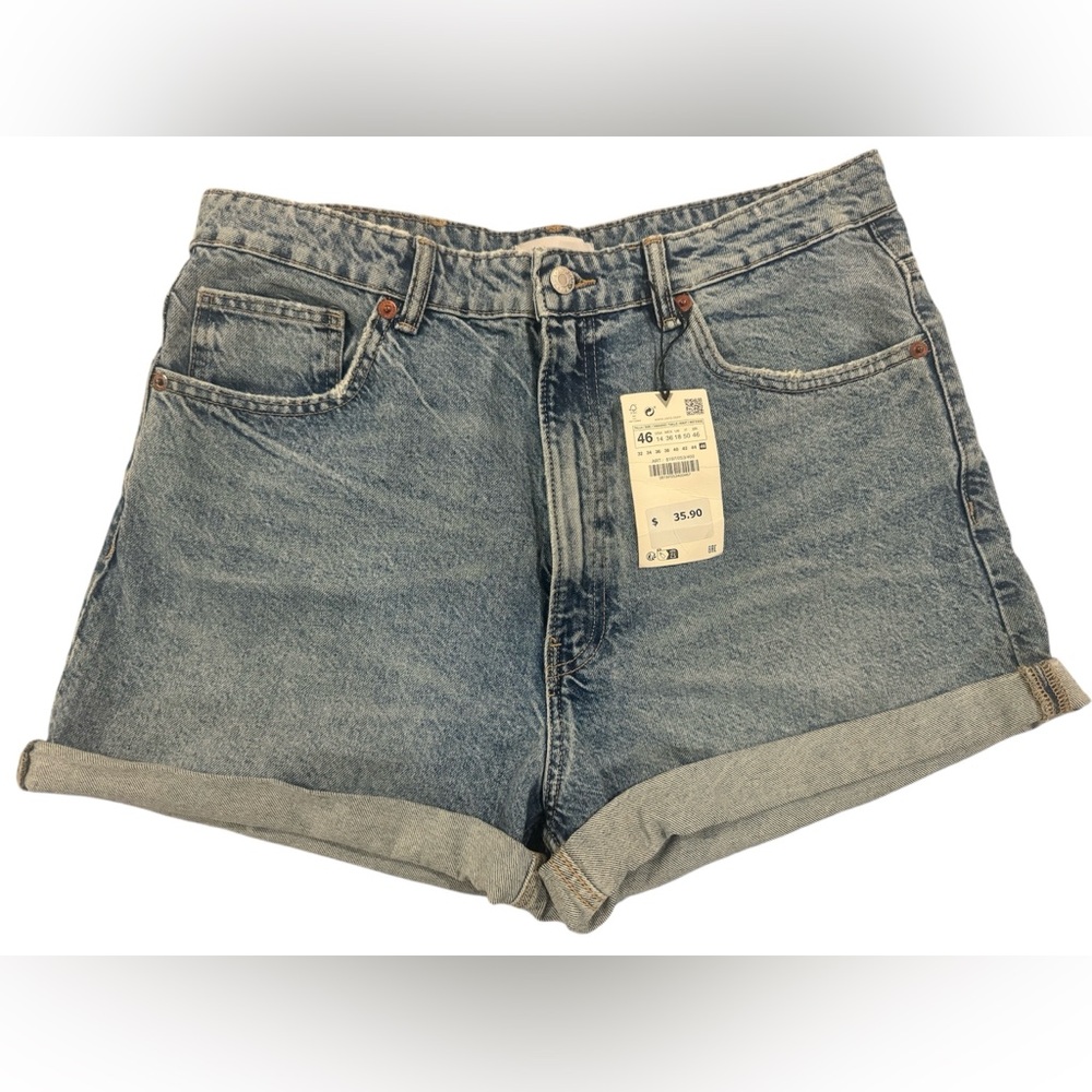 Zara Classic Blue Denim Women's Shorts - Size 14